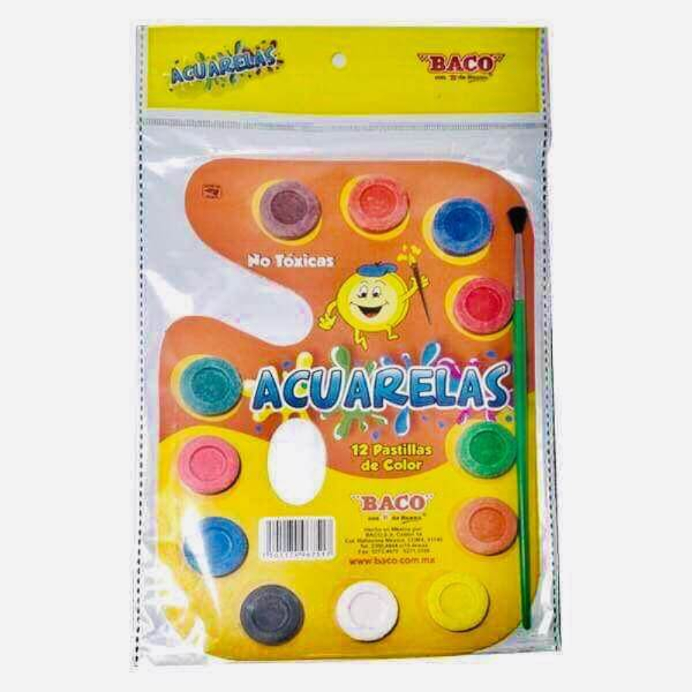 Acuarela Baco 12 Pastillas