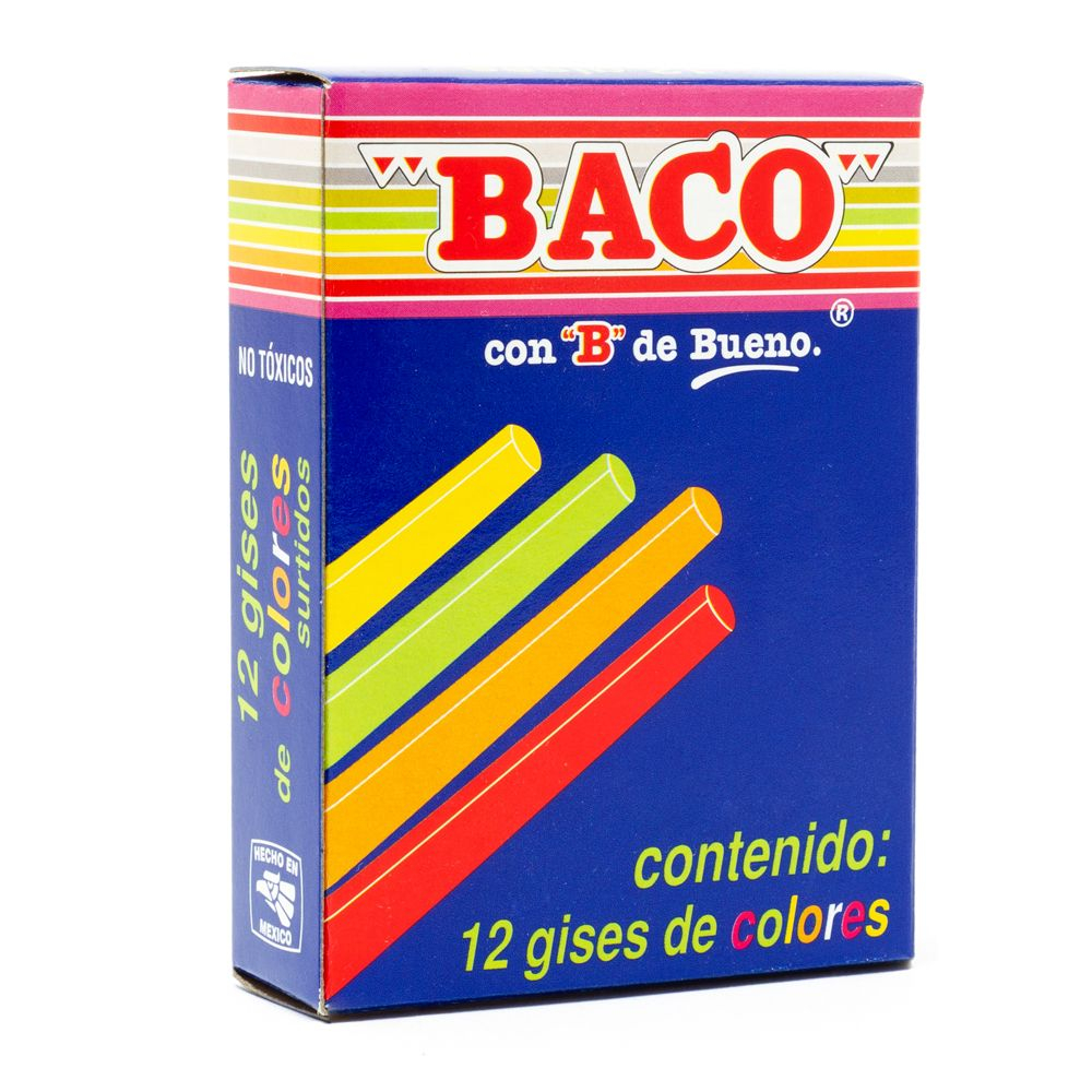 Gises Colores 12 Pzas Baco