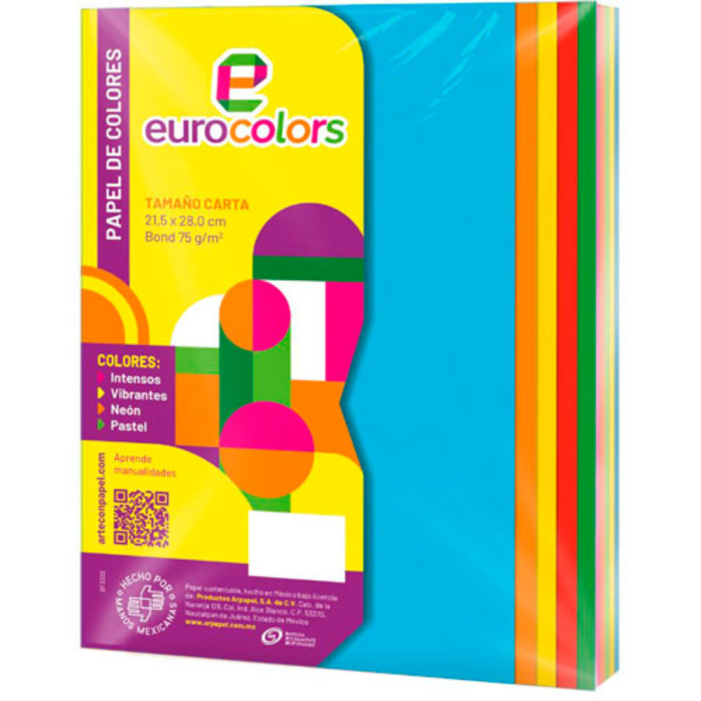 Paquete 50 Hojas Color Vibrantes Euro
