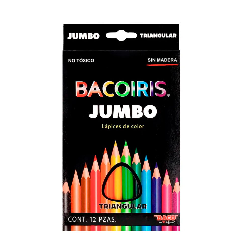 Colores Jumbo Triangulares 12 Pzas Baco-Iris