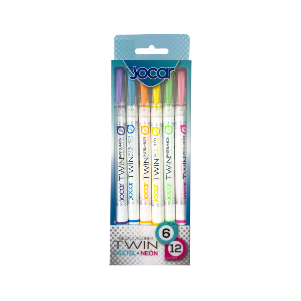 [R6D] Marcatextos Doble Punta 6 Pzas Pastel Jocar Twin