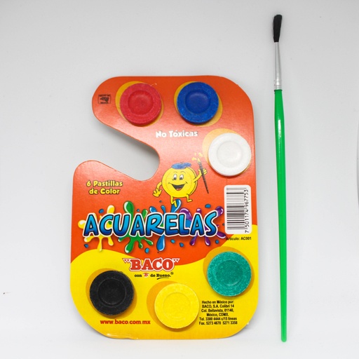 Acuarela Baco 6 Pastillas