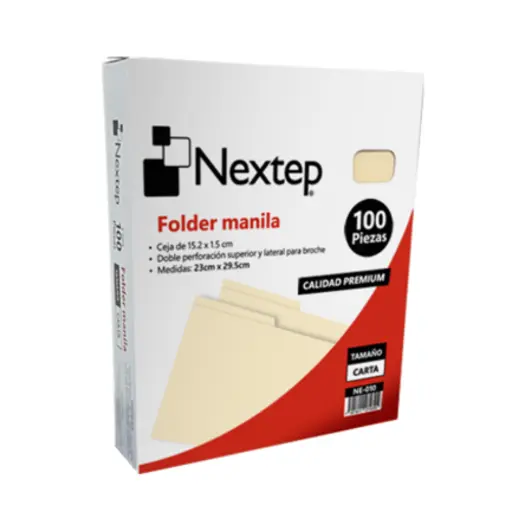 [NE-010] Folder Manila Tamaño Carta 100 Pzas Nextep