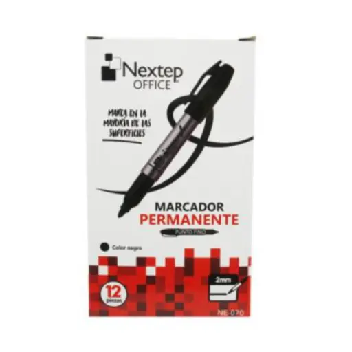 Marcador Permanente Punto Fino 12 Piezas Nextep 
